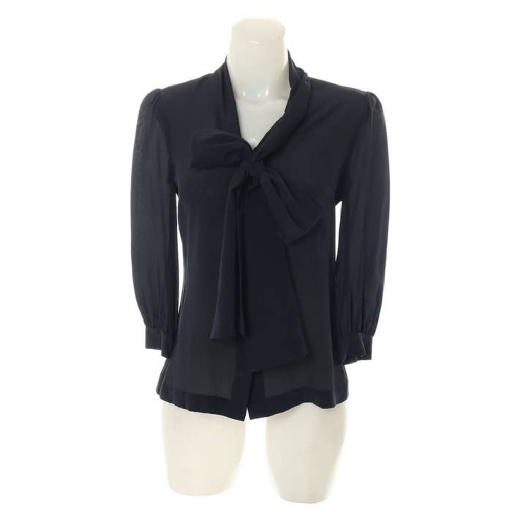 Tory Burch Navy Tie-Neck Blouse